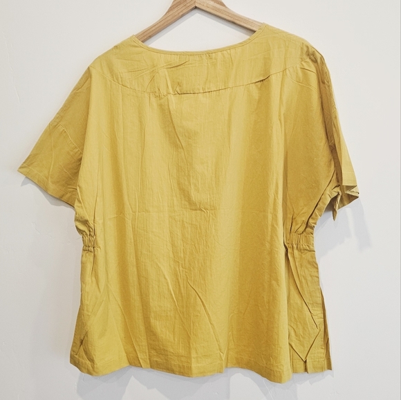 NWT Zanzea 100% Cotton Mustard Yellow Short Sleeves Women's Top Plus Size XXL - Picture 5 of 5